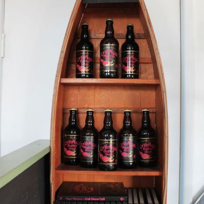 Crab House Cafe - Crab House Ale, Stout and recipe book stand. Crab House Cafe - Crab House Ale, Stout and recipe book stand.